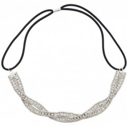 Headbands Braided Mesh Crystal Rhinestone Stretch Headband - Silver - CQ12LX6FYZ7 $20.43