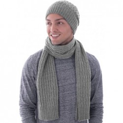 Skullies & Beanies Women 3 Pieces Winter Set Warm Knitted Cable Hat Scarf Gloves Set - Grey - C4186UA7EXH $35.82
