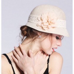 Bucket Hats Women's Gatsby Linen Cloche Hat With Lace Band and Flower - Purple - CI12ER399JZ $14.99