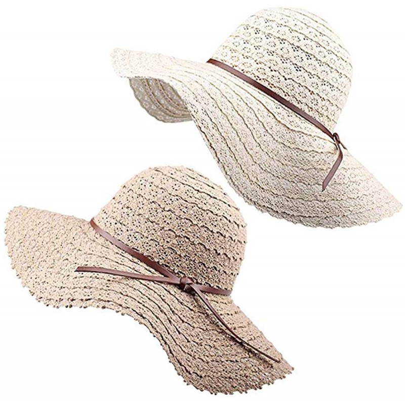 Sun Hats Wide Brim Summer Beach Sun Hats for Women UPF Woman Foldable Floppy Travel Packable Cotton Sun Hat - CC18TI6IXIO $35.08