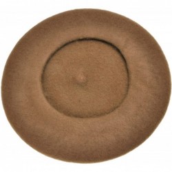 Berets Wool French Beret Hat Solid Color Beret Cap for Women Girls - Brown - C711OBNO6K9 $23.87