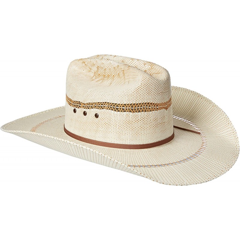 Cowboy Hats Men's 2-Tone Bangora Open Brim Cowboy Hat - Natural/Tan - C911XEXGK33 $54.38