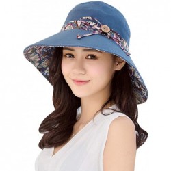 Sun Hats Women Wide Brim Cap UV Protection Sun Hats Visor Hats Multiple Wearing Methods - Navy Blue - CZ18QA5890M $20.12