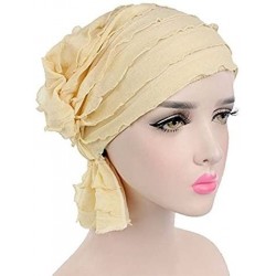 Berets Women 2 Pack Ruffle Chemo Hat Beanie Head Scarf Hair Coverings Cancer Caps - Color3 - C5183GLY2GC $25.72