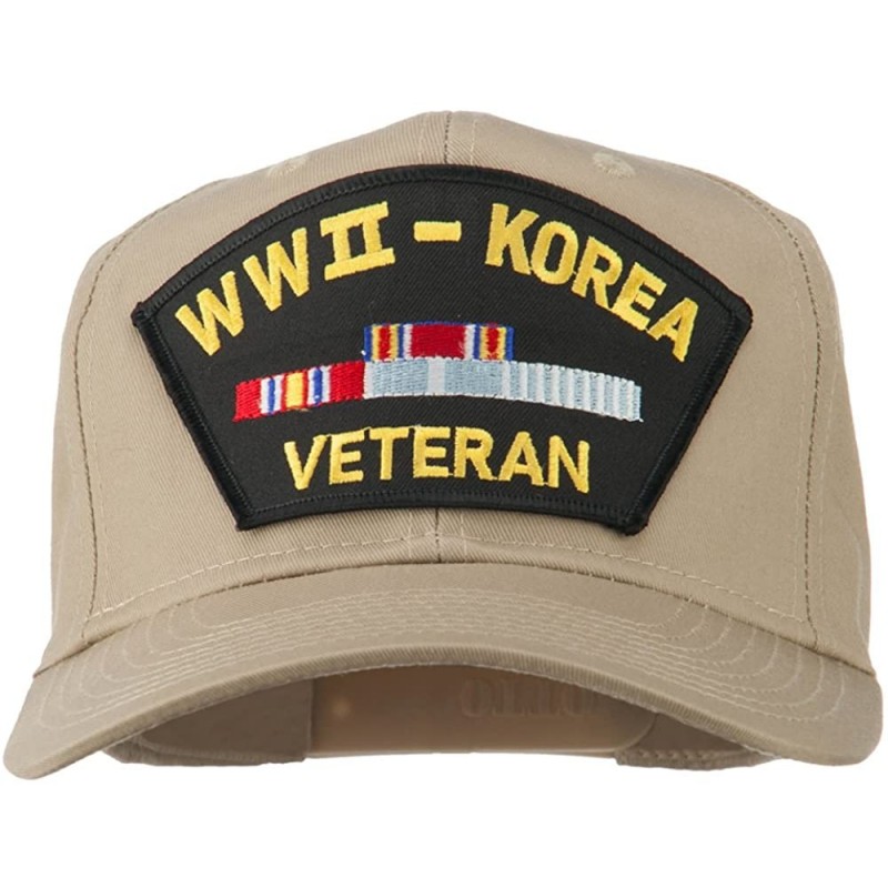 Baseball Caps WWII Korean Veteran Patched Cotton Twill Cap - Khaki - CM11QLM847J $22.88