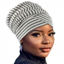 Headbands African Head Wraps Turban For Women Women' Soft Stretch Headband Long Head Wrap Scarf (1Black and white) - C0197HWA...
