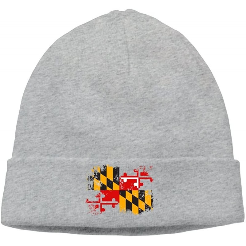 Skullies & Beanies Mens&Womens USA Maryland State Flag Outdoor Daily Beanie Hat Skull Cap Black - Ash - C2187R8890H $18.57