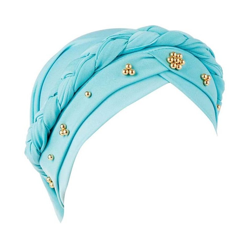 Skullies & Beanies Summer Ruffle Diamond Headscarf - Sky Blue - CT18QAKWDC4 $18.29