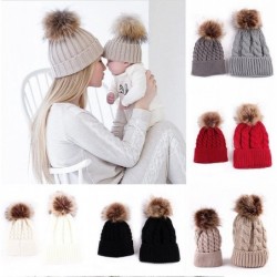 Skullies & Beanies 2PCS Mother&Baby Hat Parent-Child Hat Family Matching Cap Winter Warmer Knit Wool Beanie Ski Cap - Red - C...