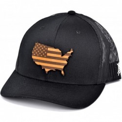 Baseball Caps 'The Patriot' Leather Patch Hat Curved Trucker - One Size Fits All - Black/Black - CR18ZN6HD8D $37.56