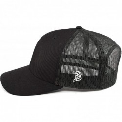 Baseball Caps 'The Patriot' Leather Patch Hat Curved Trucker - One Size Fits All - Black/Black - CR18ZN6HD8D $37.56