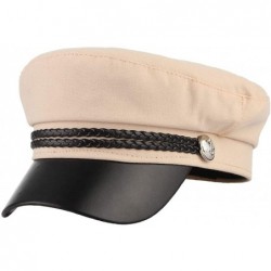 Newsboy Caps Women Classic British Flat Top Fisherman Hat Cotton Breton Fiddler Hat - Beige - CI18IK490R2 $19.40