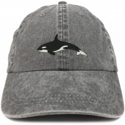 Baseball Caps Orca Killer Whale Embroidered Pigment Dyed 100% Cotton Cap - Black - CW12FXK4KNV $37.62