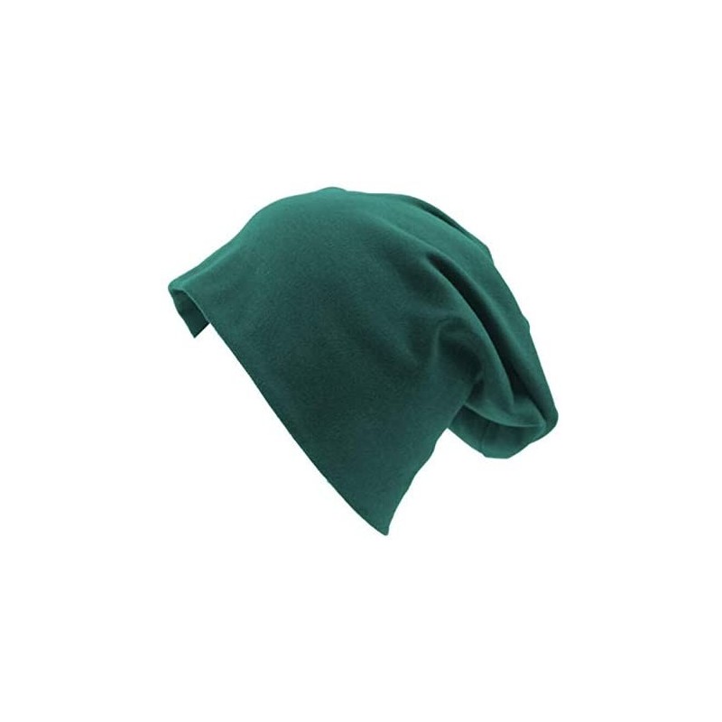 Skullies & Beanies Unisex Baggy Lightweight Hip-Hop Soft Cotton Slouchy Stretch Beanie Hat - Dark Green - C812LXK6UEH $12.55
