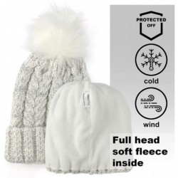 Skullies & Beanies Knit Hat for Women - Pom Cable Winter Warm Fleece Beanie - Wool Snow Cuff Outdoor Ski Cap - CQ18G25YUSS $2...