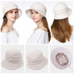 Sun Hats Packable Sun Bucket Hats for Women with String Beach SPF Protection Bonnie Gardening 55-59cm - Beige_69027 - CN18OTS...