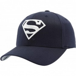 Baseball Caps DC Comics Superman Fitted Hat Men Women Flexfit Baseball Ball Cap Officially Licensed - Navy/White - C9184U3T4D...