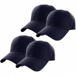 Baseball Caps Plain Adjustable Baseball Cap Classic Adjustable Hat Men Women Unisex Ballcap 6 Panels - Navy/Pack 4 - CQ192WOR...