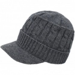 Newsboy Caps Women's Soft & Warm Velour Lined Cable Knit Visor Cap Hat - Gray - CY186OM7N98 $45.38