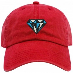 Baseball Caps Diamond Dad Hat Cotton Baseball Cap Polo Style Low Profile - Red - CG18664CM5W $27.39