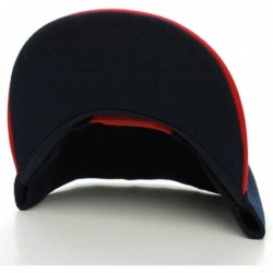 Baseball Caps Classic Flat Bill Visor Blank Snapback Hat Cap with Adjustable Snaps - Navy-red - CN1863XNGQ4 $13.55