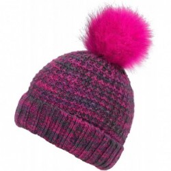 Skullies & Beanies Heathered Multicolor Cable Knit Pom Pom Beanie Mix Rose - CG182L9MCGD $30.63
