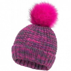 Skullies & Beanies Heathered Multicolor Cable Knit Pom Pom Beanie Mix Rose - CG182L9MCGD $19.06