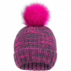 Skullies & Beanies Heathered Multicolor Cable Knit Pom Pom Beanie Mix Rose - CG182L9MCGD $19.06