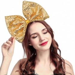 Headbands Women Huge Bow Headband Cute Bowknot Hair Hoop for Halloween Cosplay - Sequin - Golden - C2192HCRTCS $20.47