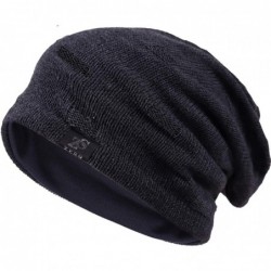 Skullies & Beanies Slouchy Knitted Baggy Beanie Hat Crochet Stripe Summer Dread Caps Oversized for Men-B318 - B714-dark Grey ...