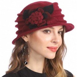 Berets Women's Winter Warm 100% Wool Beret Beanie Cloche Bucket Hat - Wine Red - CF18Y7RL54X $33.24