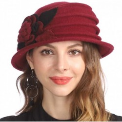 Berets Women's Winter Warm 100% Wool Beret Beanie Cloche Bucket Hat - Wine Red - CF18Y7RL54X $23.01