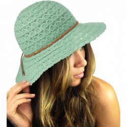 Sun Hats Open Knit Brown Braided Trim Vented Cotton Beach Sun Hat - Mint - C018C53TN5W $26.28