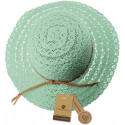 Sun Hats Open Knit Brown Braided Trim Vented Cotton Beach Sun Hat - Mint - C018C53TN5W $17.76