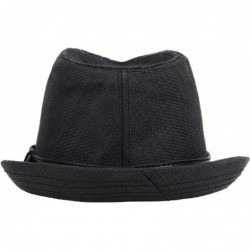 Fedoras Men/Women's Classic Short Brim Miami Beach Panama Fedora Straw Hat - Black Hat Black Belt - CJ18CD5ZWX5 $20.04