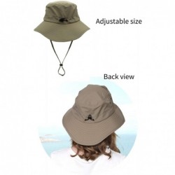 Bucket Hats Outdoor Sun Hats with Wind Lanyard Bucket Hat Fishing Cap Boonie for Men/Women/Kids - Khaki 2 - CT17AZLLXOE $14.10
