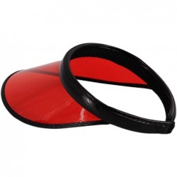 Visors Women Sun Visors Hologram Wide Brim Thicker Sweatband UV Protective Sportswear Visors Sunhat - Red - CZ18U0N6UI3 $16.77