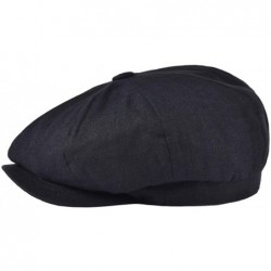 Newsboy Caps Men's Linen Newsboy Cap Herringbone Breathable Summer Hat - Black - CL1962D3O8M $34.78