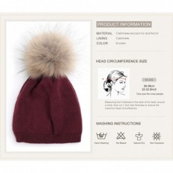 Skullies & Beanies Women Beanie Caps Knit Wool Winter Fur Pom Pom Hat Ski Hats Girls Classic Solid Color Hats - Wine Red - CZ...