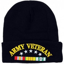 Skullies & Beanies Army Veteran Navy US Military Beanie Cap Hat Skullies Cold Weather - Army Veteran - CW12NYG41QO $28.77