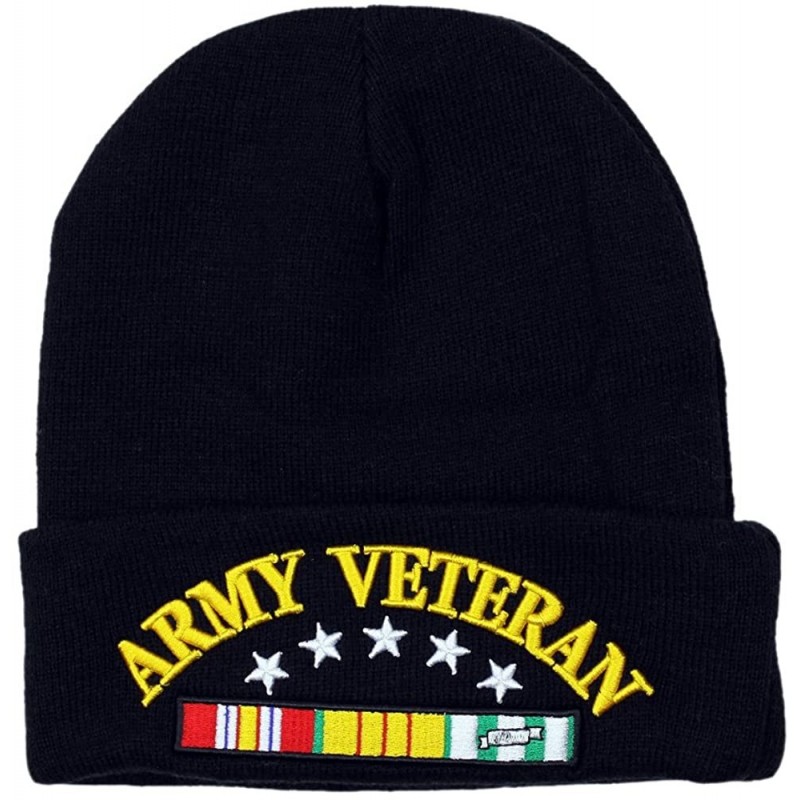 Skullies & Beanies Army Veteran Navy US Military Beanie Cap Hat Skullies Cold Weather - Army Veteran - CW12NYG41QO $19.07
