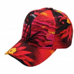 Baseball Caps Floral Hawaiian Adjustable Snapback Hats Baseball Caps - Red/Curve - CB18O24AMDX $20.39
