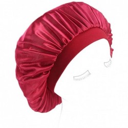 Skullies & Beanies Faux Silk Sleep Night Cap Bonnet Cap Head Cover for Hair Beauty - Wine Red - CC18K3EQK3N $16.69