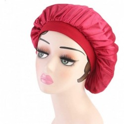 Skullies & Beanies Faux Silk Sleep Night Cap Bonnet Cap Head Cover for Hair Beauty - Wine Red - CC18K3EQK3N $13.31