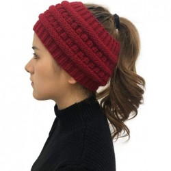 Skullies & Beanies Unisex Fashion Bun Ponytail Soft Stretch Winter Beanie Tail Hat Hats & Caps - Wine Red - C31920QW50I $36.04