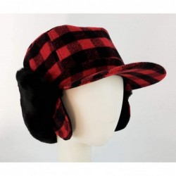 Bomber Hats Genuine Red Plaid Trapper Faux Fur Aviator Hat - Warm Bomber Trooper Hat - Perfect Winter Luxury Gift - C812OCWTS...