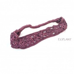 Headbands Crochet daisies elastic Headband handmade- good for women and girls (Egplant) - Egplant - CW12E4PEIXX $41.86