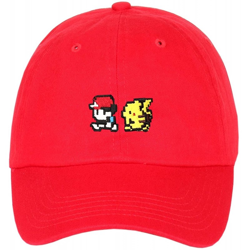Baseball Caps Pikachu Pokeball Embroidered Cotton Low Profile Unstructured Dad Hat - Red - CD12LHDFQGD $26.97