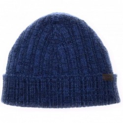 Skullies & Beanies Men's Knit Cashmere Hat - 100% Italian Cashmere - Navy and Denim Blue Mix Color - CD18OEN32NT $68.71