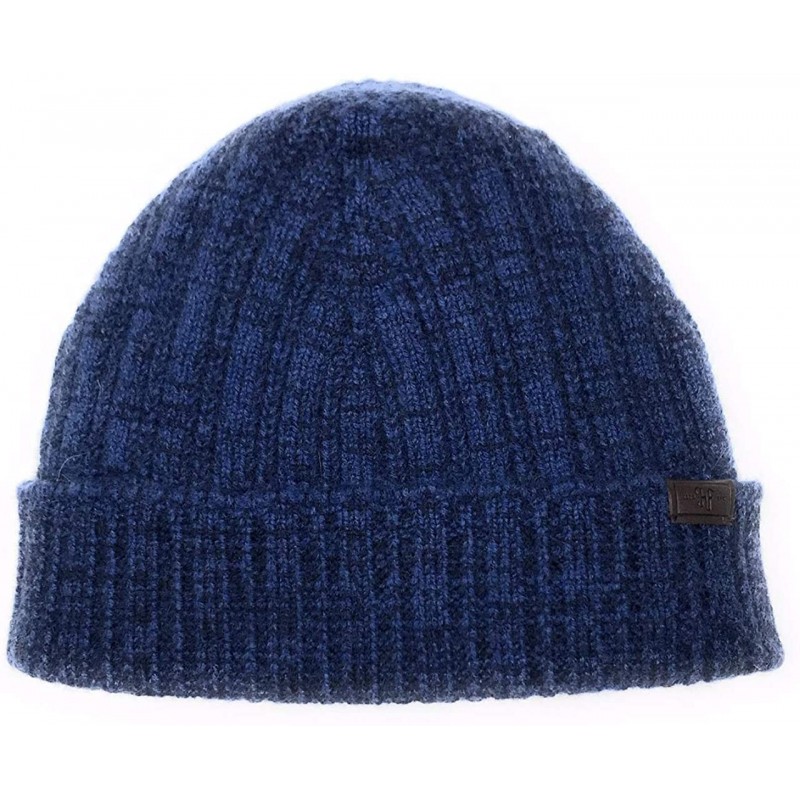 Skullies & Beanies Men's Knit Cashmere Hat - 100% Italian Cashmere - Navy and Denim Blue Mix Color - CD18OEN32NT $50.63